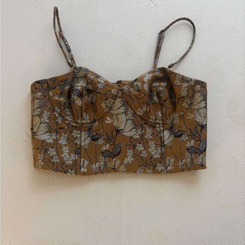 Banana Republic Floral Tan Crop Top